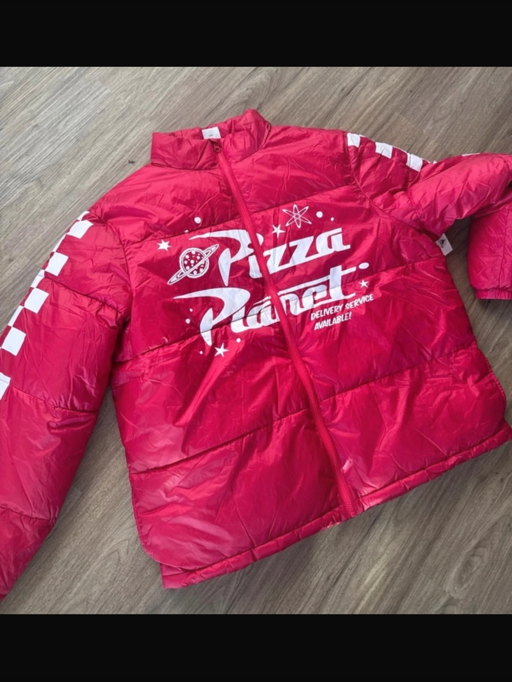 Pizza Planet Red Puffer Jacket with White Logo sz xxl new